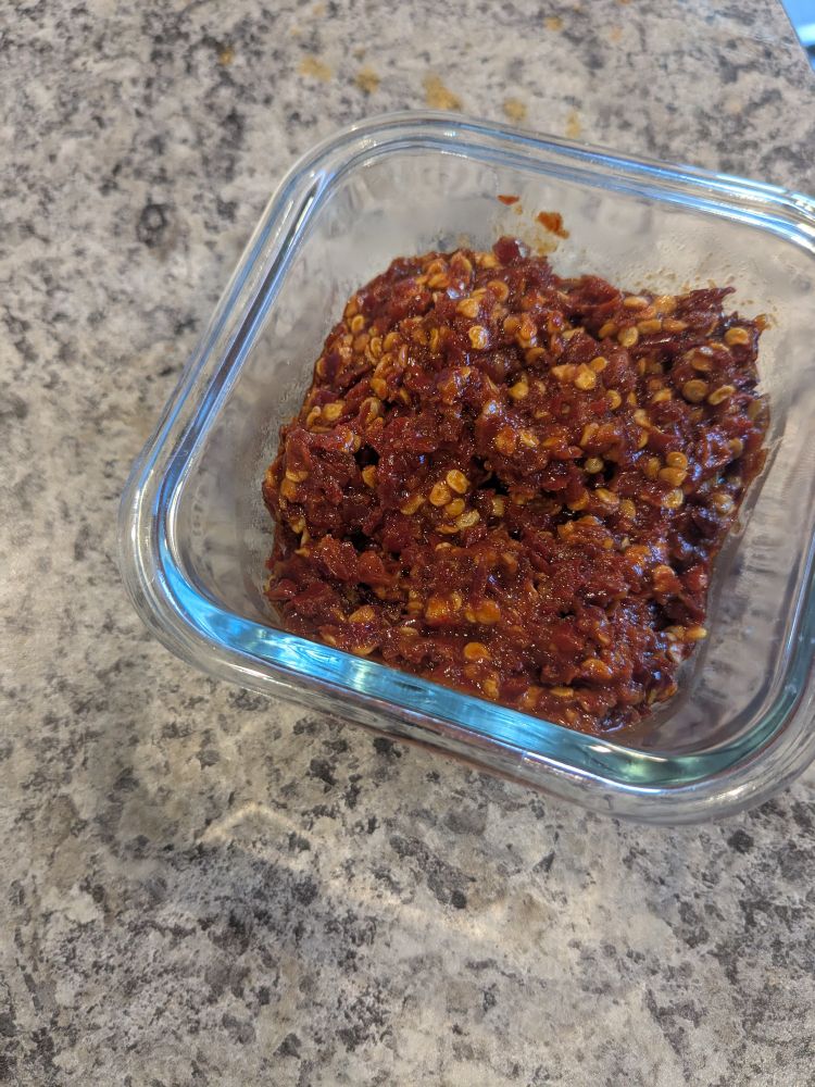 Ground chili and garlic with a bit of vinegar and oil