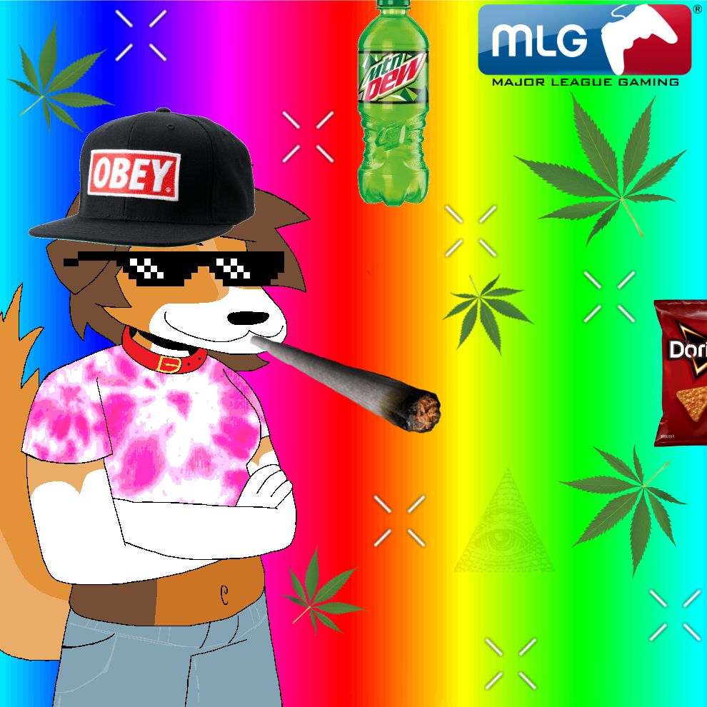 Clarisse on an MLG themed background