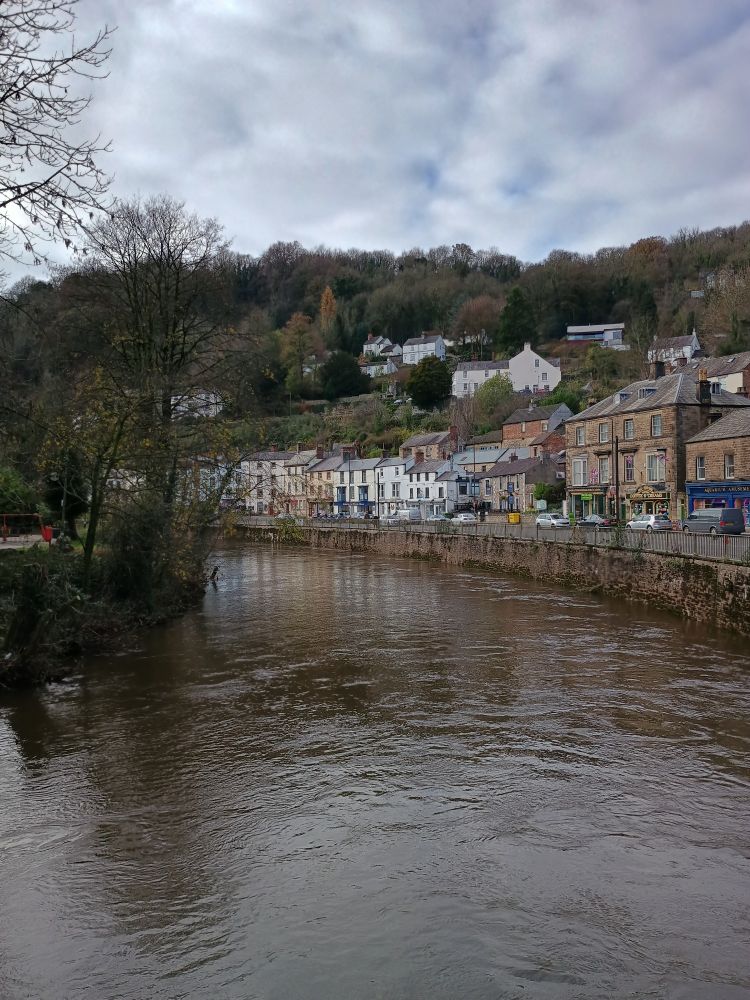 View of the River Derwent and Matlock bath from Jubilee bridge, looking south.