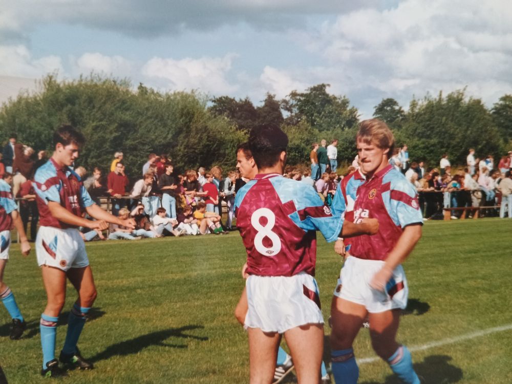 Aston Villa footballers warming up at Ottersberg, Germany. 1991.