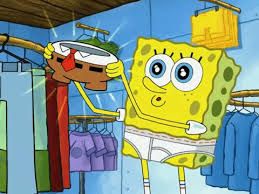 spongebob contemplating his famous square pants 