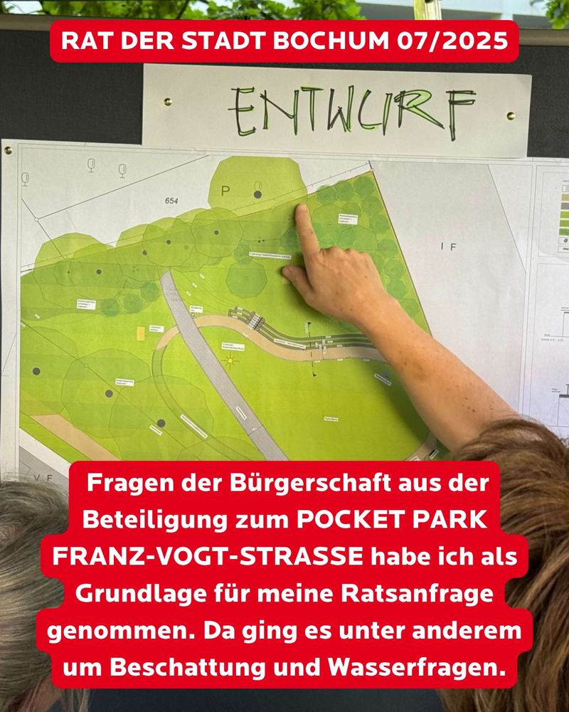 Sharepic zur Anfrage zum Pocket Park im Rat der Stadt Bochum.