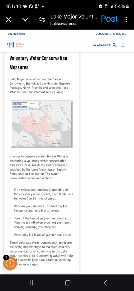 Map of area Lake Major serves Dartmouth, Cole Harbour , Eastern Passage, North Preston and Westphal