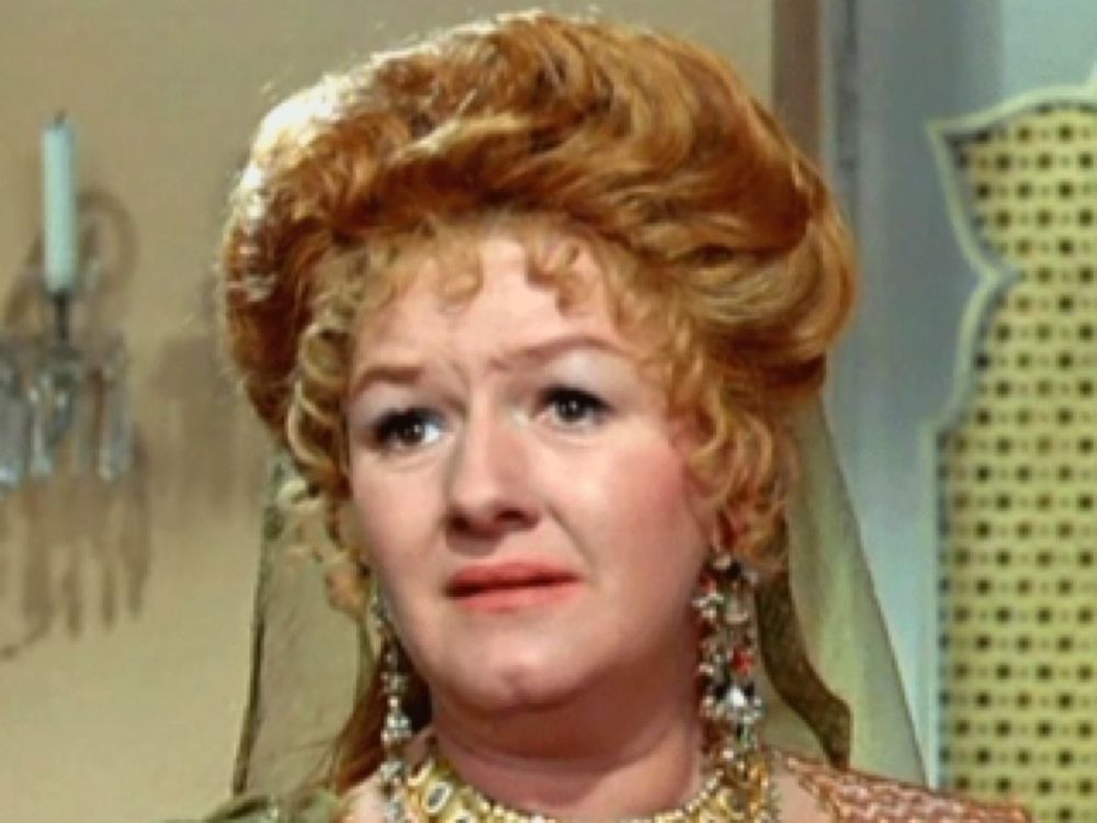 Joan Sims looking pained and disappointed 