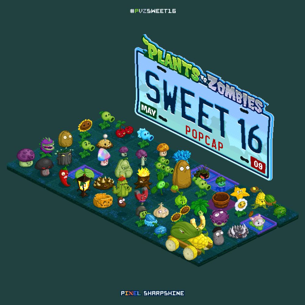 Plants from Plants vs. Zombies
Isometric Pixel Version
(Night Version)