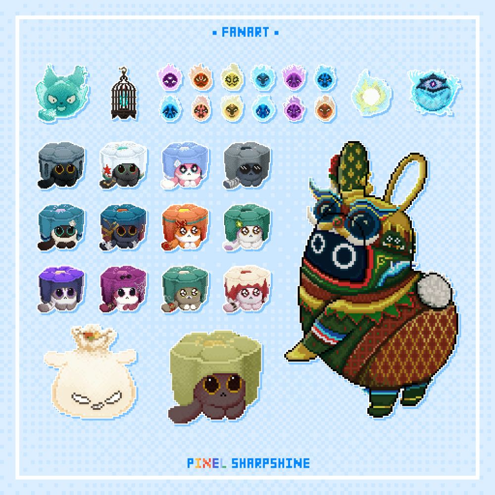 "Fanart"
(From HONKAI: Star Rail & Zenless Zone Zero)

- Heliobi sets
- Critter sets
- Tossaboo: 'Tossakan' or 'Ravana' Bangboo
(Bangboo fanart event #DIYbangboo)

#HONKAIStarRail #zzzero