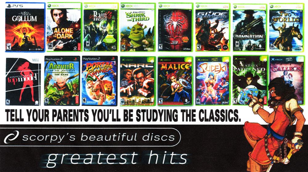 assortment of ps5, wii, ps2, xbox and xbox 360 game covers