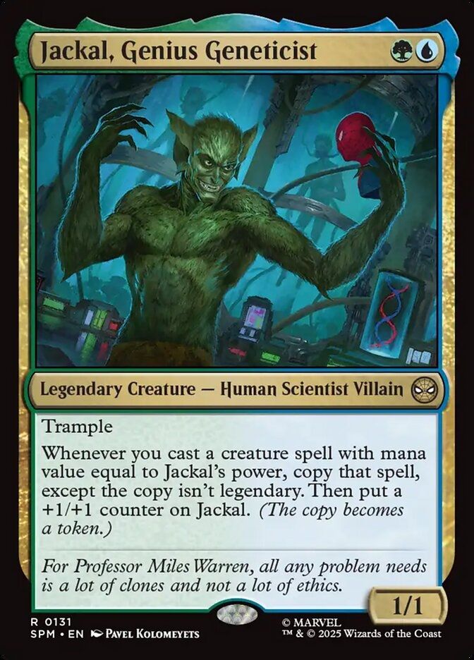 Magic the Gathering card Jackal, Genius Geneticist, a Human Scientist Villain