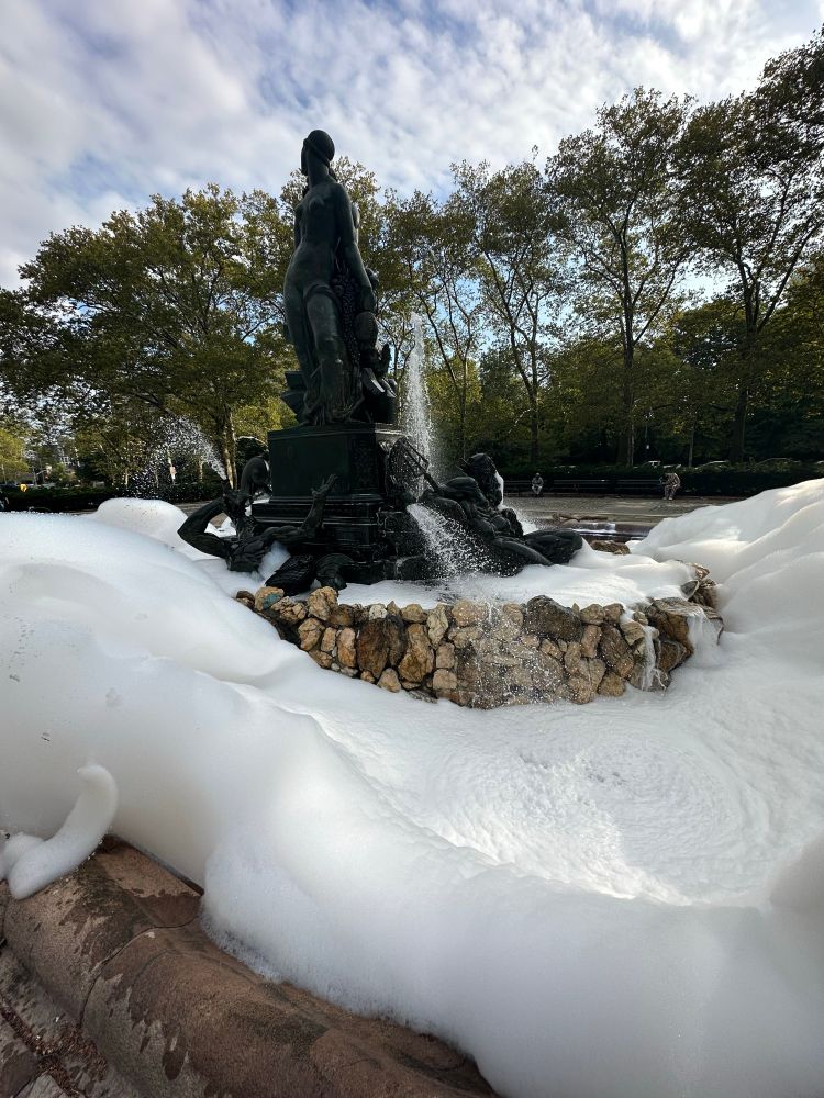 Fountain filled with soap bubbles