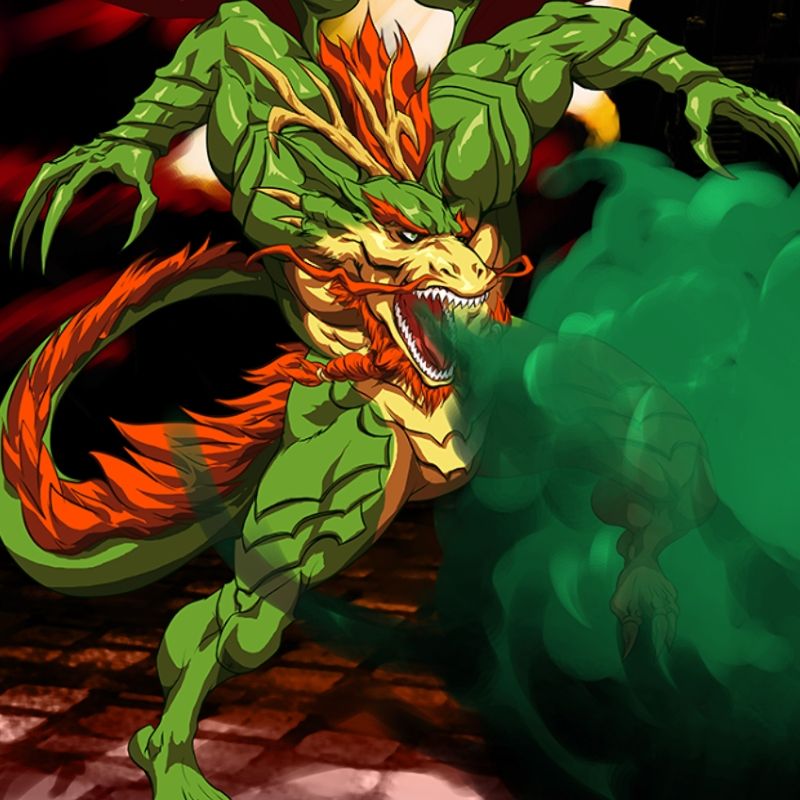 ミドリ師匠 竜形態
トキシックブレスは
Fantasy StrikeでもYOMI2でも見られる技