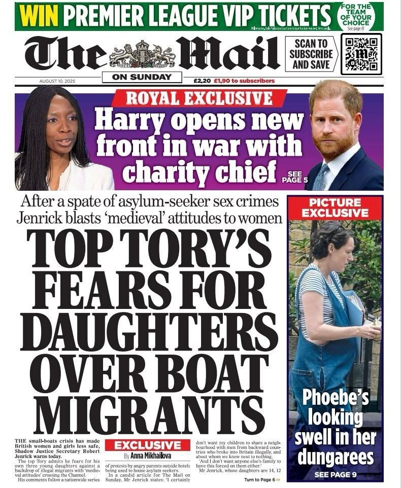 Daily Mail: Top Tory fears for daughters over  boat migrants.