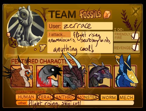 art fight card for team fossils