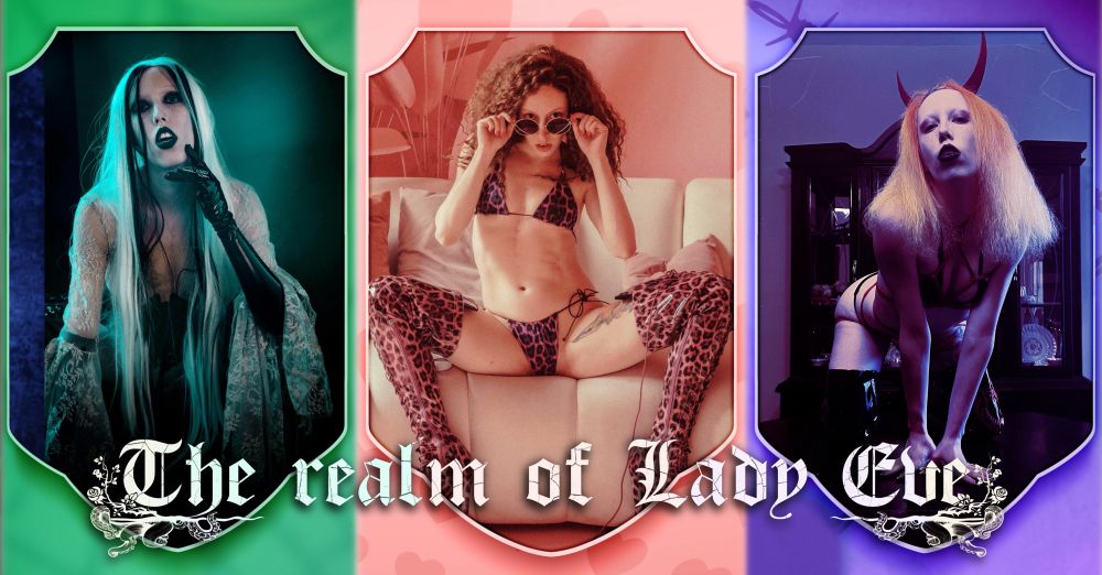 The banner of „The realm of Lady Eve“
A colorful design representing a selection of characters from the realm.

From left to right:

Ophelia, Aurore and Heidi.