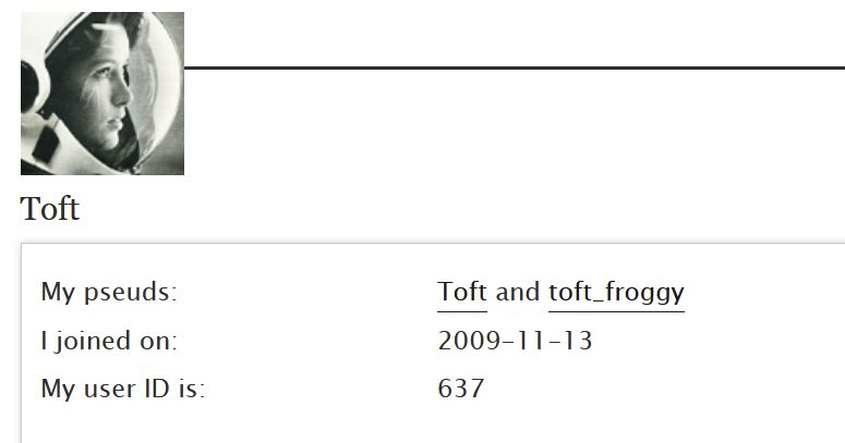 My AO3 profile, showing my user ID as 637.