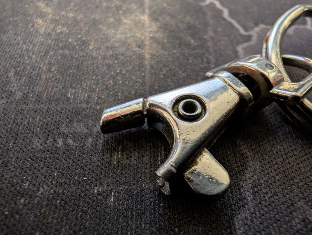 Broken lanyard clasp.