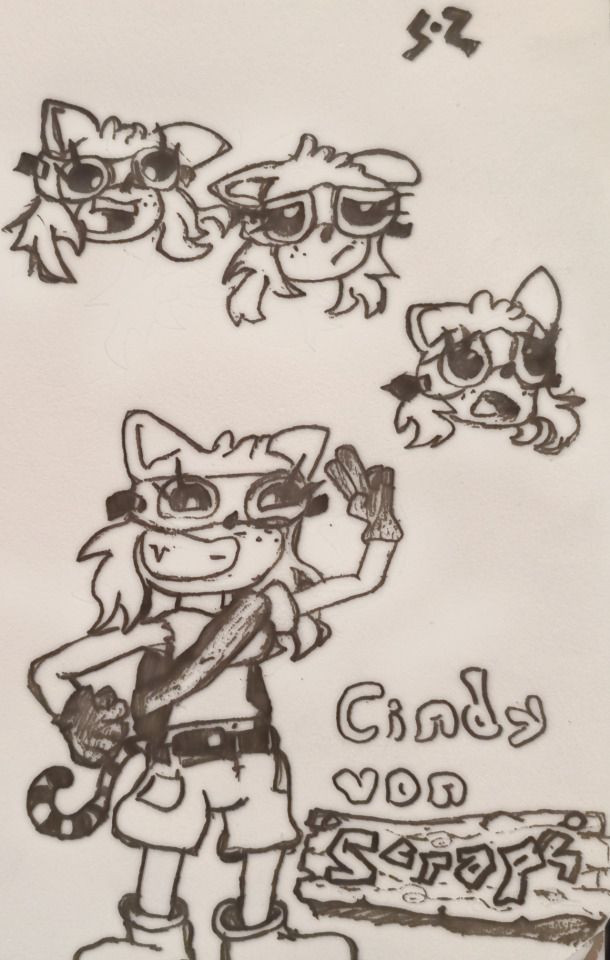 Furry shopkeeper goggles girl original character design for my indie game