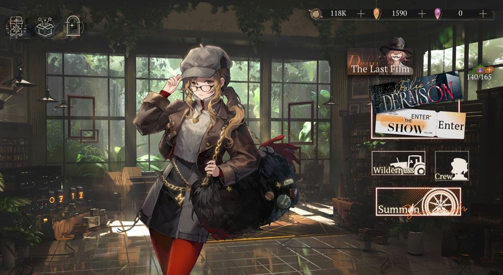 a screenshot of the home menu of reverse 1999, with Melania as the display character