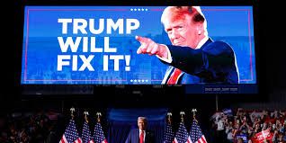 Donald Trump poses with his version of Jimmy Savile's catchphrase.