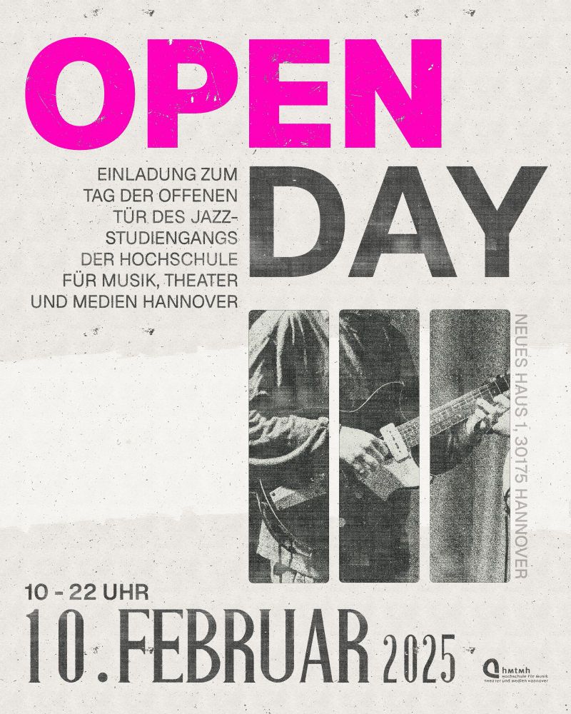Du willst Jazz studieren? Dann schau vorbei: Am 10. Februar ab 10 Uhr beim Tag der offenen Tür des Instituts für Jazz|Rock|Pop der HMTMH am Neuen Haus 1.