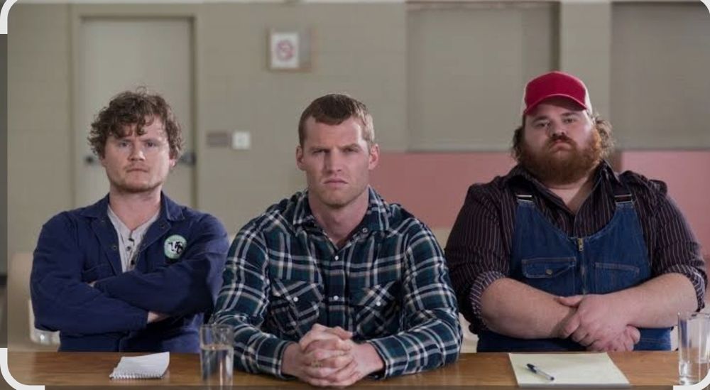 Daryl, Wayne, and Squirrely Dan from the TV show "Letterkenny".