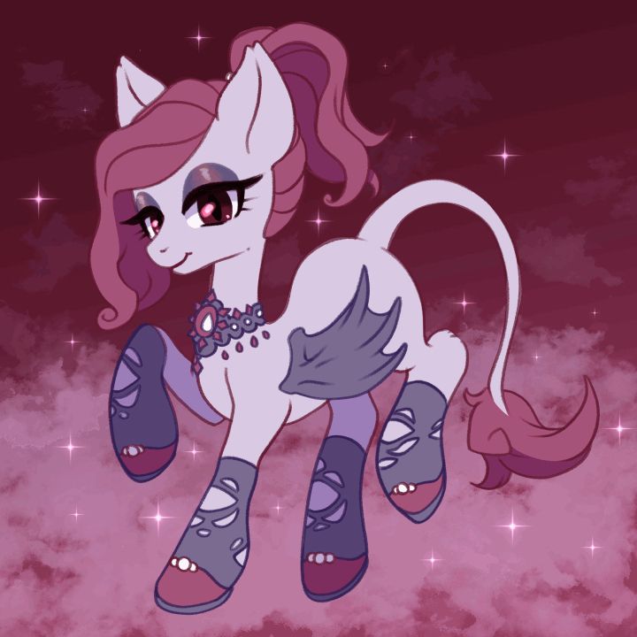 An illustration of a vampire pony 