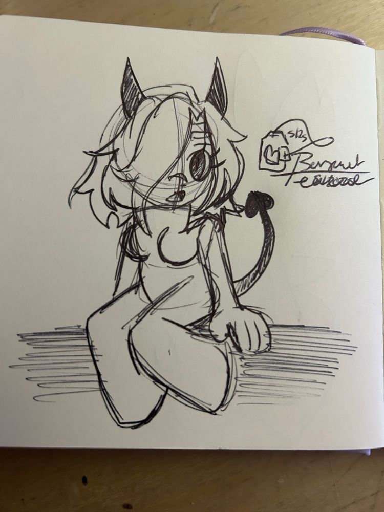 The shitty pen sketch of the previous illustration. Don’t mind my broke ass desk :)