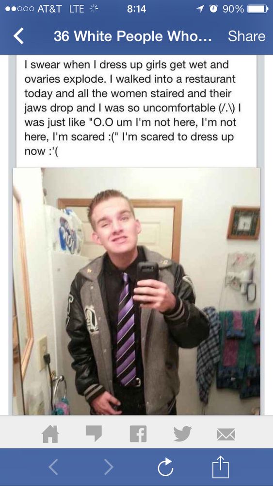 A picture of a dork thinking he’s hot shit because he’s wearing a tie. 