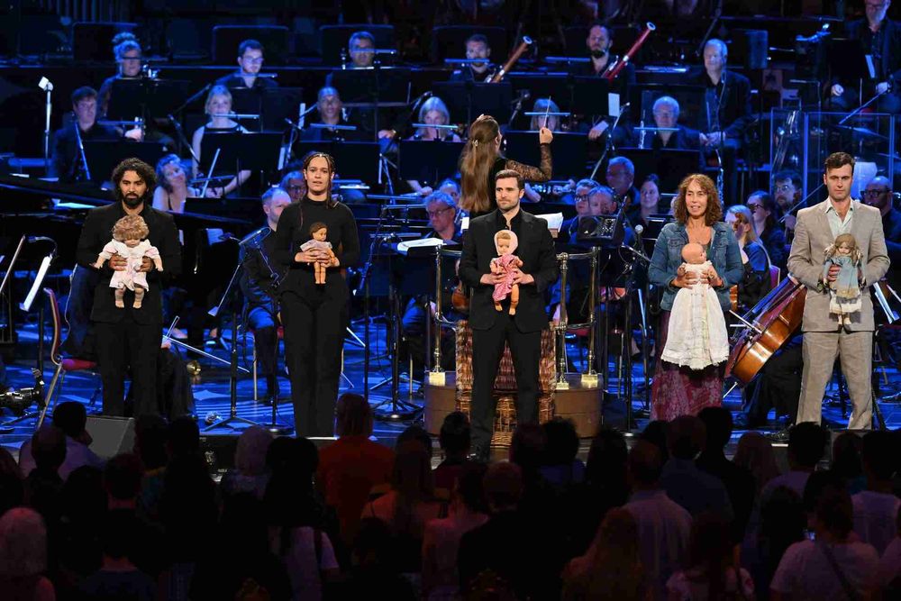 BBC Scottish Symphony Orchestra, the BBC Symphony Chorus ensemble and BBC Singers conducted by Karen Ní Bhroin with Claudia Winkleman as presenter perform a Prom inspired by the tv show Traitors as part of the BBC Proms in the Royal Albert Hall Photo: Mark Allan/ BBC