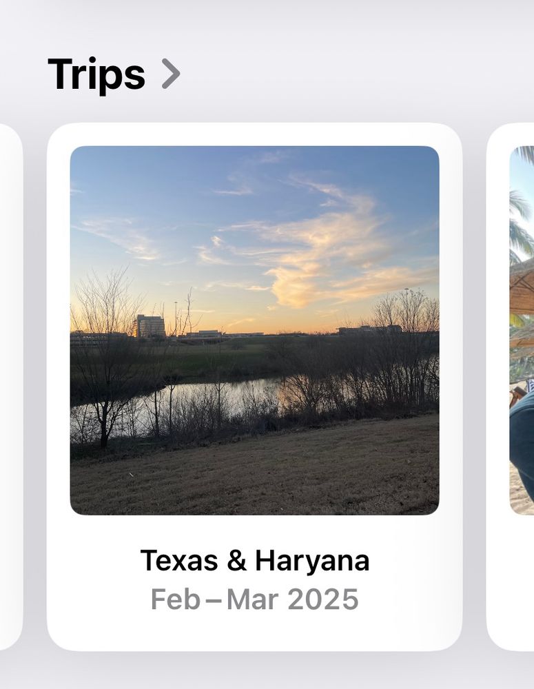 Apple photos album suggestions from trips: “Texas & Haryana”