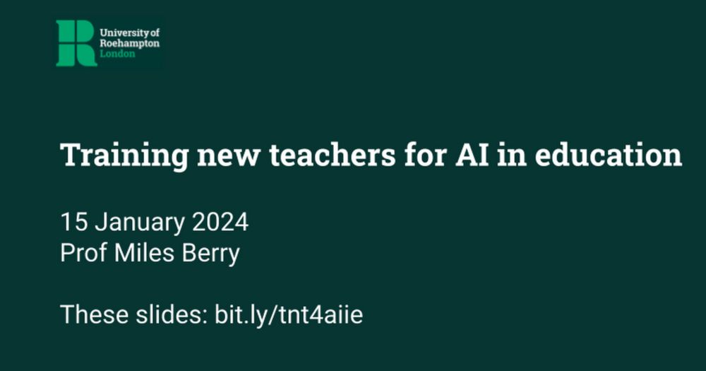 Training new teachers for AI in education