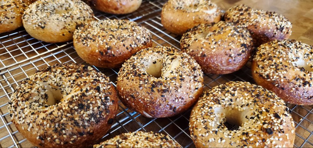 a close-up of the sexiest bagels you've ever seen