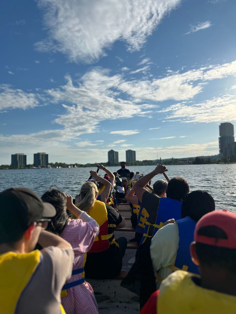 Group paddling on the water