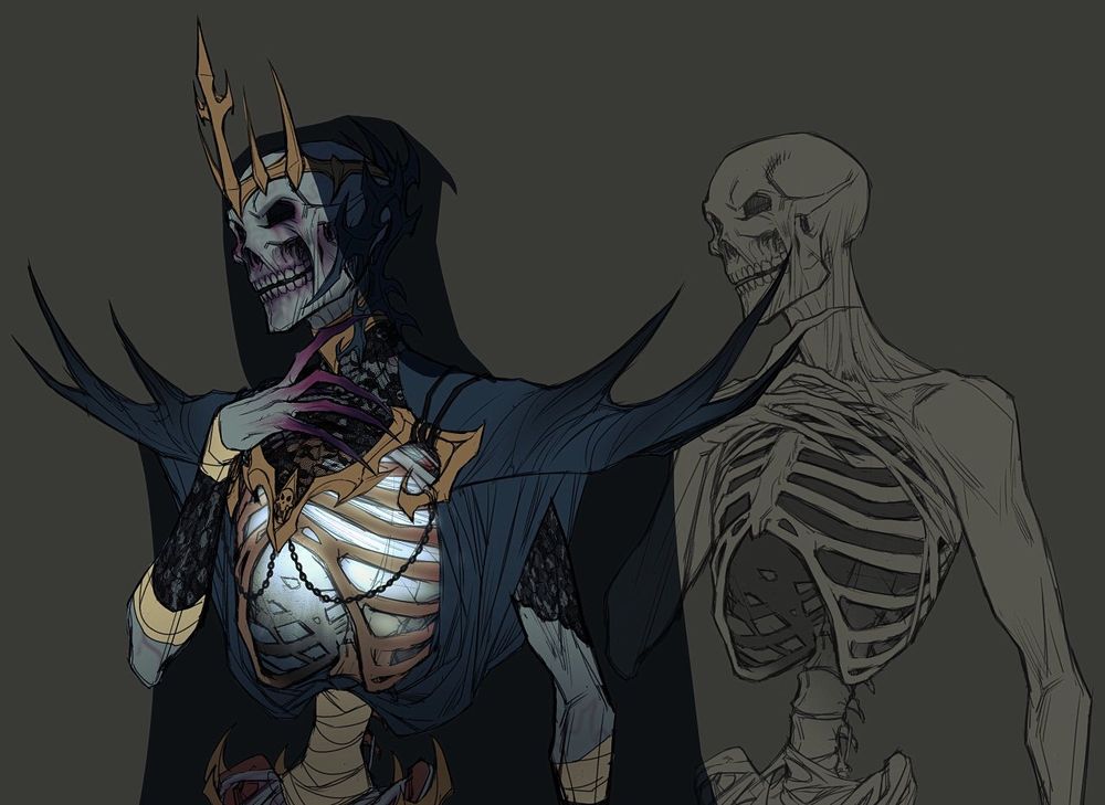 Waist up shots of Vroscaz with and without his outfit on