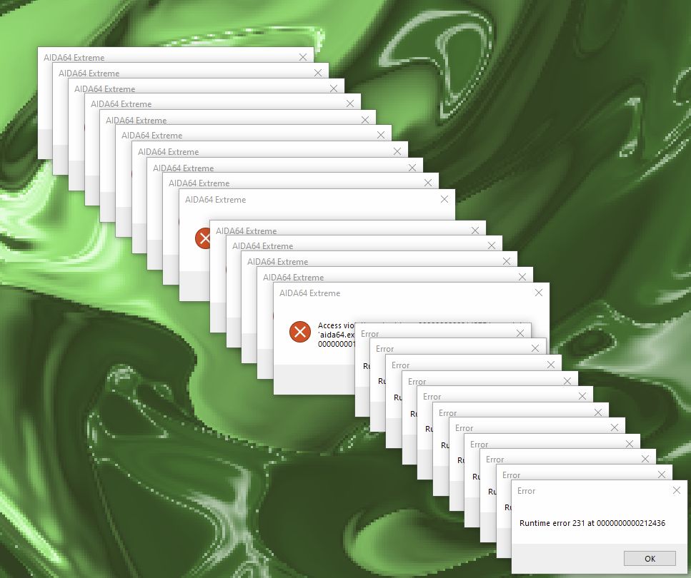 tons of errors from aida64