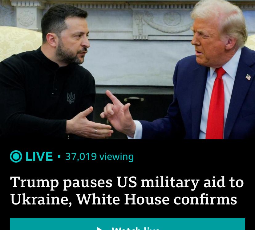 
Trump pauses US military aid to Ukraine, White House confirms