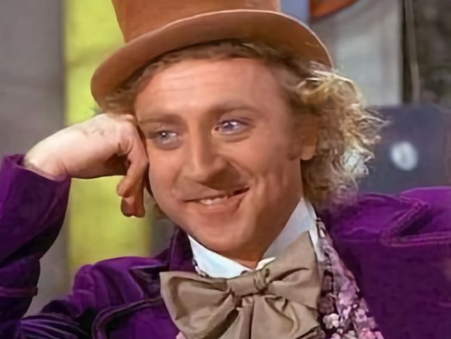 Gene Wilder as a sarky Willy Wonka