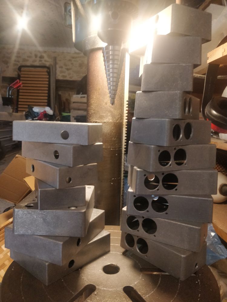 Aluminium enclosures drilled.