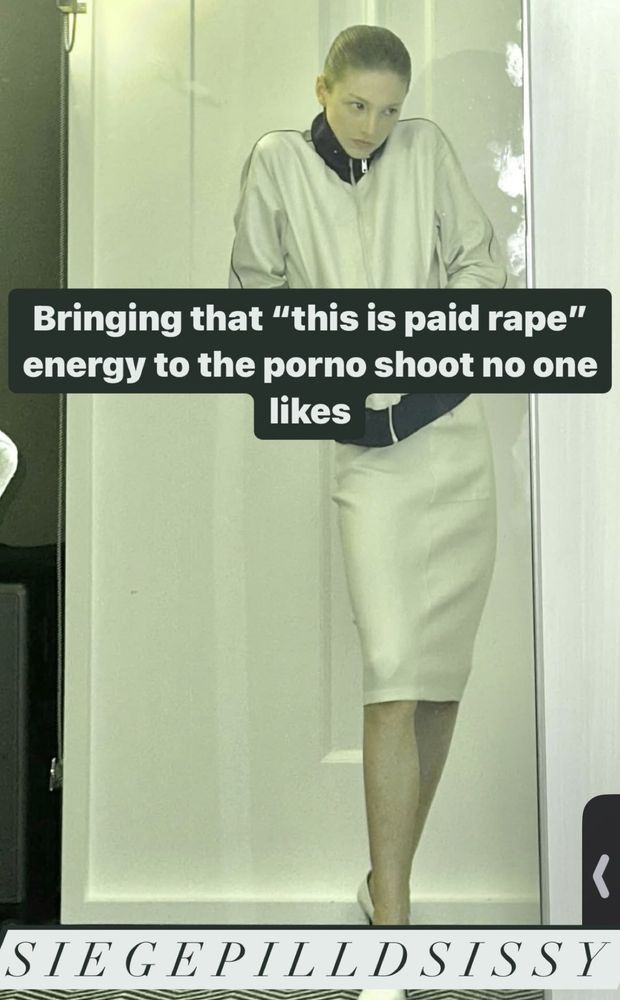 text: bringing that "this is paid rape" energy to the porno shoot no one likes

model: hunty schafer 