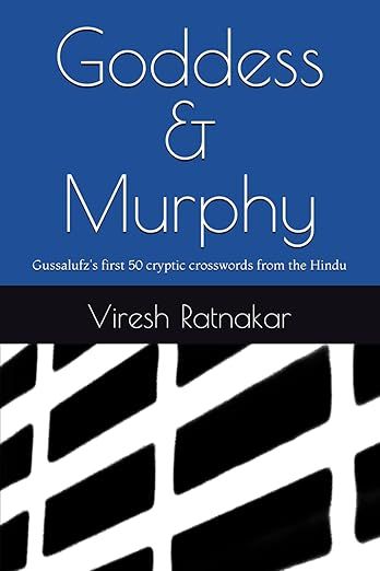 Picture of cover page, shows the title "Goddess & Murphy" on a blue background in the top half, and a grid-like black-and-white pattern in the lower half.