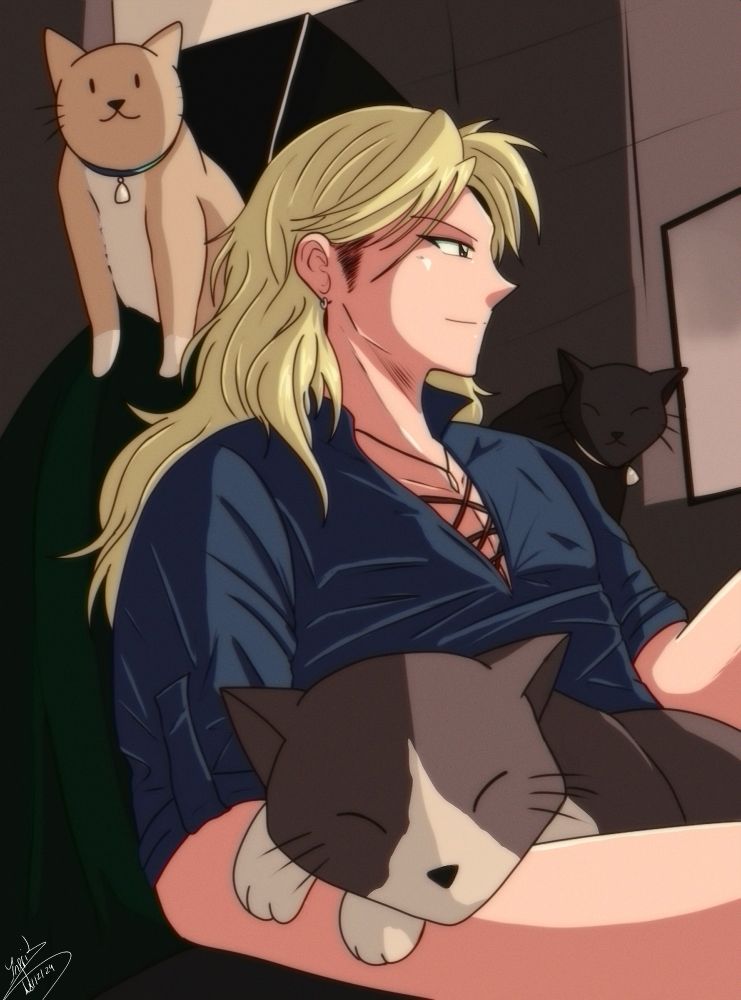 Lark with his cats