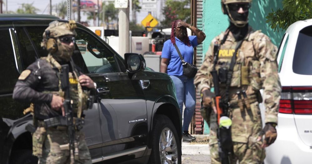A Customs and Border Protection officer fired at a vehicle in San Bernardino on Saturday, which the Department of Homeland Security said was "self-defense" after a suspect allegedly drove his car at o...