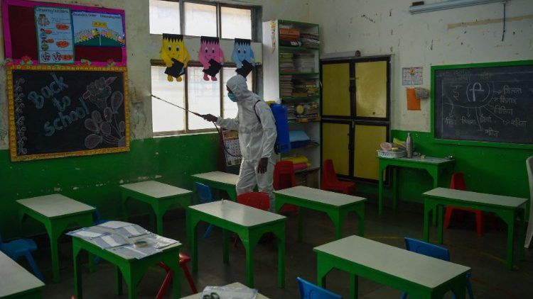 A school being decontaminated