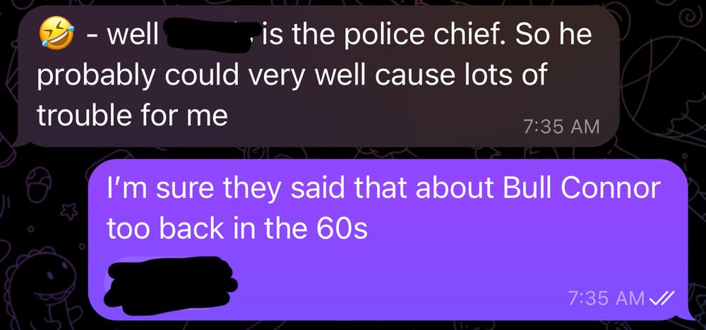 A text exchange about political action and protesting
