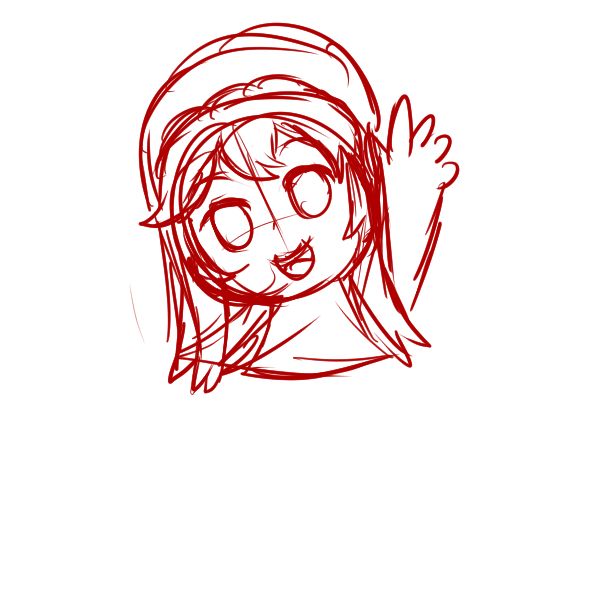 A sketch of Lonely's OC, this one actually had multiple sketches because I was struggling a lot with drawing a human. I basically joked around with this sketch after struggling, but I actually liked this concept the best so I kept it and cleaned it up