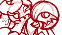A sketch of a Tsareena and Gardevoir for Slopdop, the idea here was to get the elements of the characters right as the size was already nearly good for an emote but needed to be widened to get a better image of where things should go