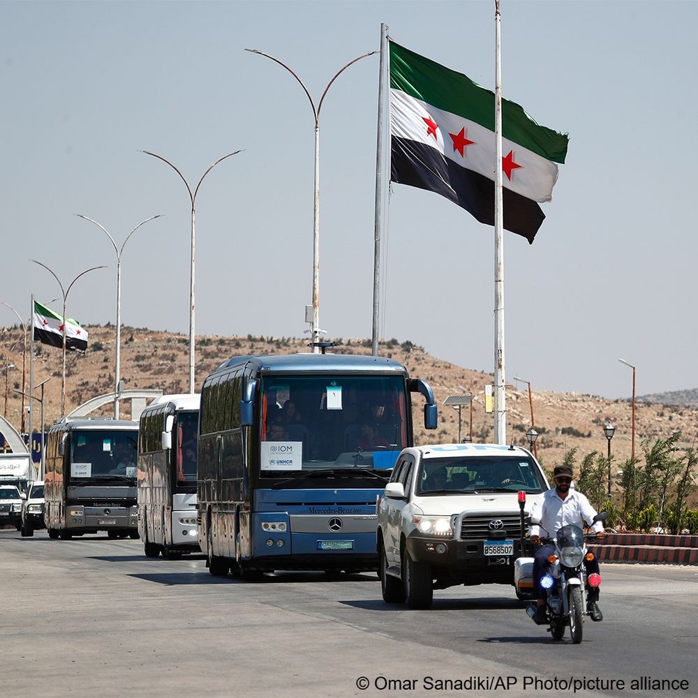  Syrian refugees arrive at the Jdeidet Yabous border crossing from Lebanon on July 29, 2025 -- the first group to return under a new UNHCR–IOM program supporting voluntary repatriation.