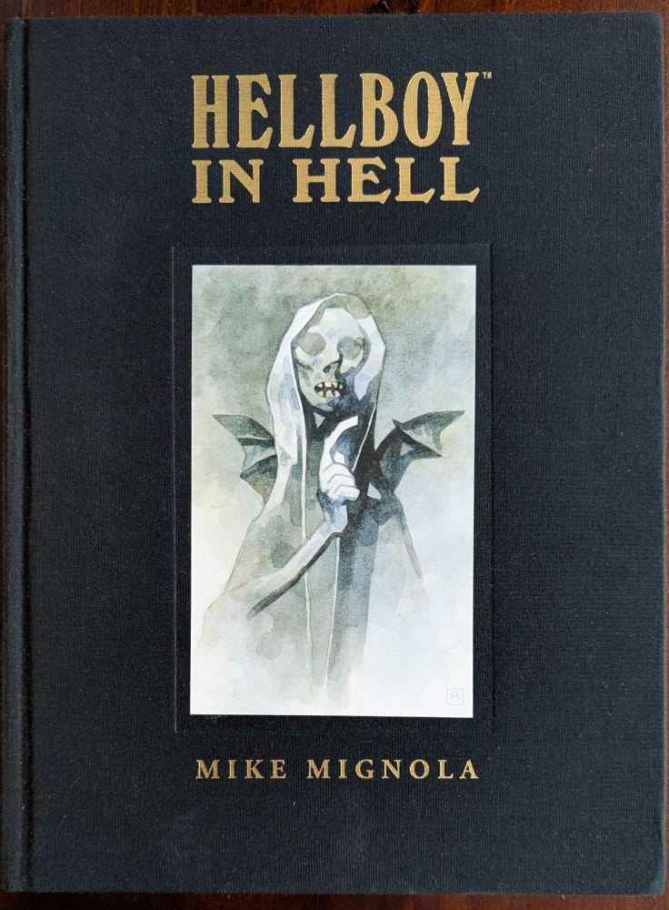 The cover for the Hellboy in Hell library edition by Mike Mignola 