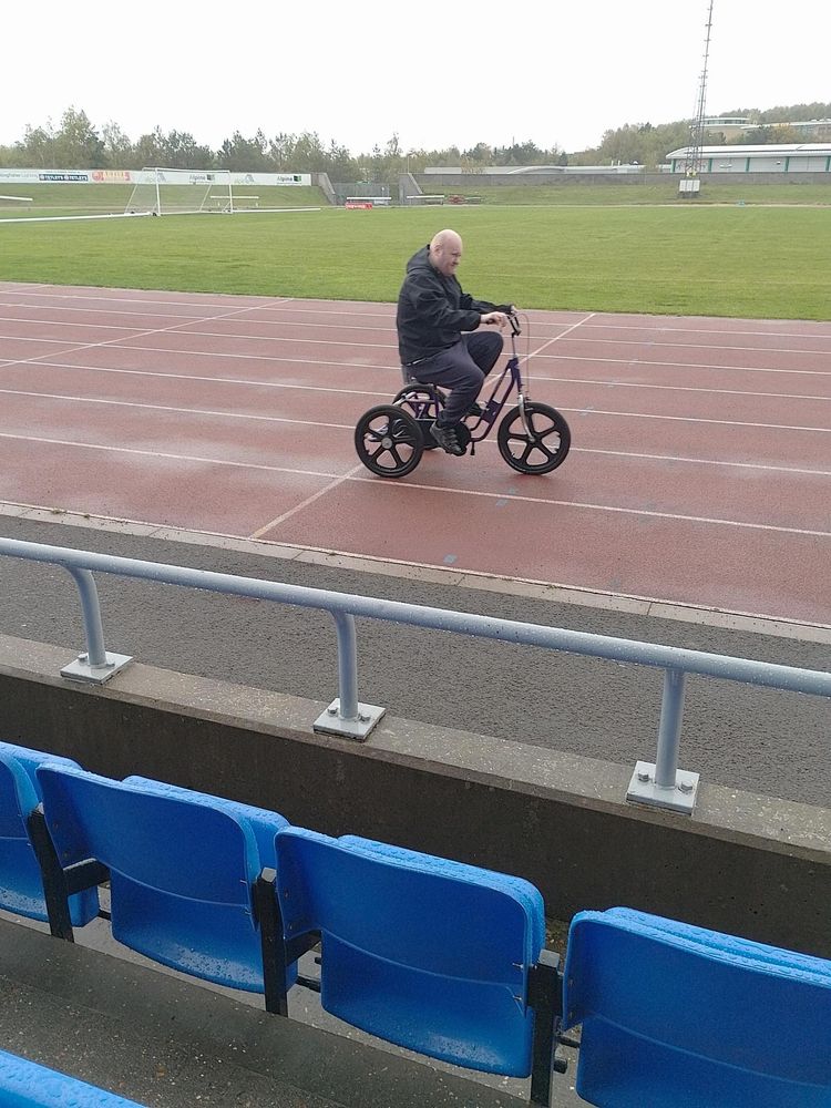 Matty on bike at John Charles Centre