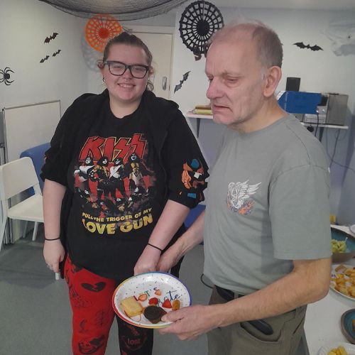 Chris with his buffet food