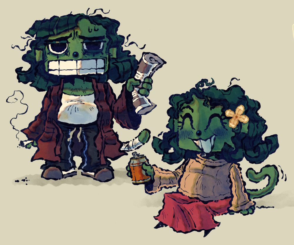 Capochin and Patty from Great God Grove wearing stylish new outfits